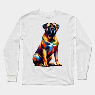 Bold Boerboel Portrait in Vibrant Splash Art Style Long Sleeve T-Shirt